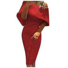 Load image into Gallery viewer, AMhomely Womens Sexy Elegant Bodycon Dress Off Shoulder Sleeveless Solid Color Prom Mini Dress Cocktail Party Midi Wrap Dress UK Size Party Elegant Dresses Clearance Work Dress Office Dressing
