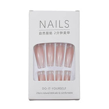 Load image into Gallery viewer, Handcess Coffin Glossy False Nail Long Ballerina Press on Nails Pink Gradient Acrylic Art Full Cover Fake Nails Flame Stick on Nail for Women and Girls(24Pcs)
