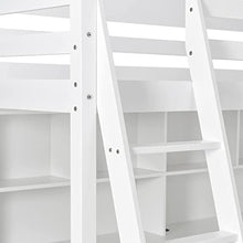 Load image into Gallery viewer, DYKK Bunk Bed with Stairs and Slide, Mid Sleeper Storage Drawer, Solid Pine Wood Frame Double Cabin Beds for Kids Toddler Children Girls, Loft Office School Dorm Home, 90x190cm - White
