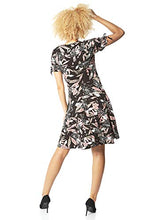 Load image into Gallery viewer, Roman Originals Women Fit &amp; Flare Skater Dress Ladies Stretch Jersey Casual Summer Autumn Winter Party Beach Cruise Holiday V-Neck Knee Length - Pink &amp; Black - Size 10
