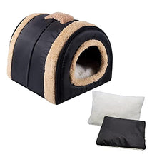 Load image into Gallery viewer, Dololoo Pet Beds for Cat, Cat Bed Igloo, Cat Cave Nest Sleeping Bed for Kitten Cat, Self-Warming 2 in 1 Foldable Cave House(S:35X30X28cm, Black)
