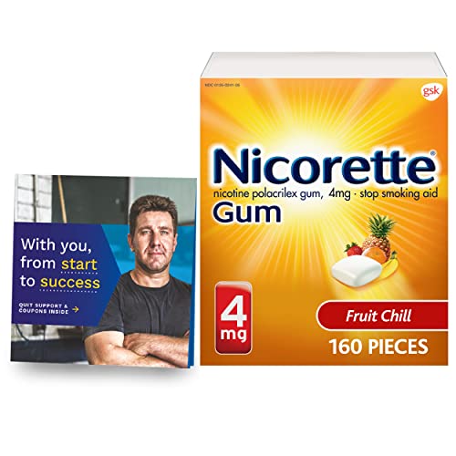 Nicorette 4mg Nicotine Gum to Help Quit Smoking with Behavioral Support Program - Fruit Chill Flavored Stop Smoking Aid, 160 Count - Amazon Exclusive