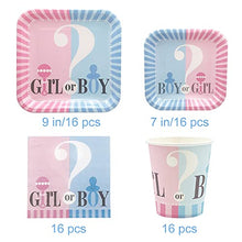 Load image into Gallery viewer, Amycute Gender Reveal Party Supplies for 16 Guests, Baby Shower Plates Cups Napkins Boy or Girl Party Tableware Set
