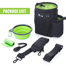 Load image into Gallery viewer, Pecute Large Dog Treat Pouch Bag - Upgrade with Water Bottle Holder, Waterproof Walking Bag Multiple Pockets, Adjustable Waist &amp; Shoulder Belt 3 Ways to Wear for Training Walking Outdoor Use (Black)
