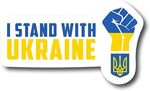 I Stand with Ukraine Sticker 50Pcs, Ukraine Sticker, I Stand with Ukraine Flag Vinyl Decal Sticker Україна Car Window Bumper (B)