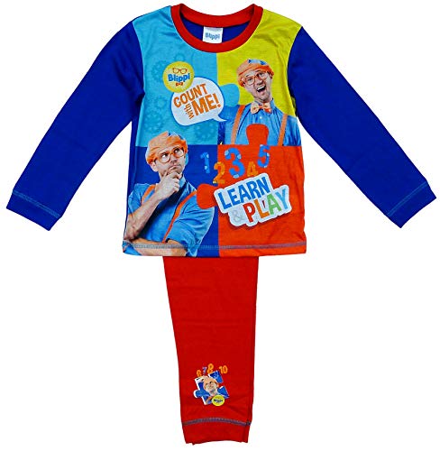 Get Wivvit Boys Pyjamas Blippi Pjs Count with Me Learn & Play Pajamas Sizes from 18 Months to 5 Years, 3-4 Years