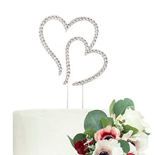 Load image into Gallery viewer, LOVENJOY Double Hearts One Love Wedding Cake Topper Silver, Gift Boxed

