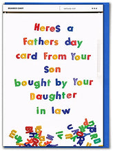 Load image into Gallery viewer, Brainbox Candy - Funny Father's Day Card - 'Happy Fathers Day From Son Bought By Daughter In Law' - Hilarious Card For Dad To Go With A Fathers Day Present or Gift
