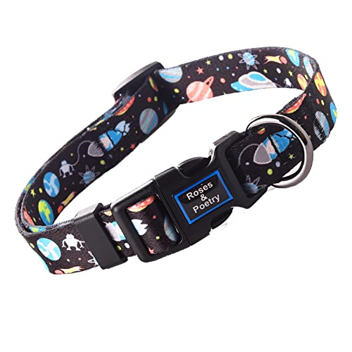 Roses&Poetry Dog Collar With Colourful Star Patterns,Adjustable Durable Puppy Collars for Small Medium Large Dogs(Star-L)