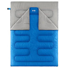 Load image into Gallery viewer, Double Sleeping Bag For Adults, Envelope 2 Season Summer Spring Autumn 250gsm, Outdoor Camping, Lightweight Carry Bag, Storage Pockets, 200cm x 150cm, Trail
