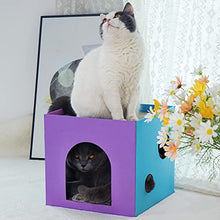 Load image into Gallery viewer, ULIGOTA Cardboard Cat House with Scratcher/Catnip Cardboard Box Cat Play House Cardboard Cat Bed for Indoor Cats, Space for Kitties
