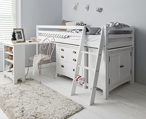 DbHFgjMN BED FRAMES Mid Sleeper Bed,Cabin Bed Midsleeper with Chest of Drawers, Cabinet, Desk Kids house bed for kids