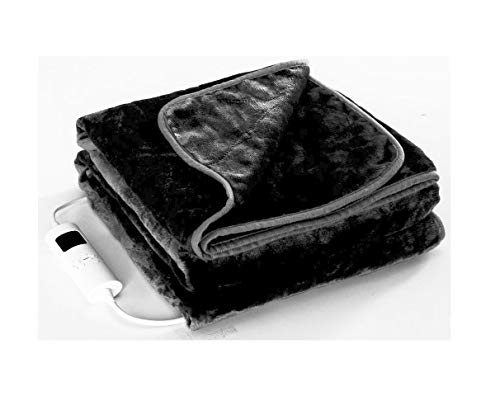 Laptronix Luxurious Electric Heated Throw Soft Fleece Grey Over Blanket Double 160 x 130 Digital Controllers with Timer