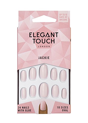 Elegant Touch Jackie Oval Shape False Nails With Glue, Pack of 24