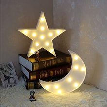 Load image into Gallery viewer, NOVELTY PLACE Designer Star Marquee Sign Lights, Warm White LED Lamp - Living Room, Bedroom Table &amp; Wall Christmas Decoration for Kids &amp; Adults - Battery Powered 10 Inches High

