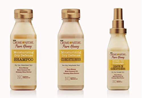 Creme of Nature Moisturizing Dry Defence Pure Honey Hair Care Set of 3 - Shampoo + Conditioner + Leave-in Conditioner