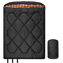 Load image into Gallery viewer, Winter 0 Degree Double Sleeping Bag, Double Wide Queen Size Sleeping Bag With 100% Cotton Flannel Lining, Warm And Waterproof 2 Person Sleeping Bag For Cold Weather Camping, Fishing or Hunting
