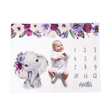 Load image into Gallery viewer, Baby Monthly Milestone Blanket for Boy or Girl Newborn Elephant Flannel Photo Props Backdrop Personalized Shower Gifts Track Age &amp; Growth
