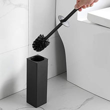 Load image into Gallery viewer, bgl Toilet Brush and Holder, Silicone Toilet Brush Holder 2 Brush Head, Aluminum Square Loo Brush for Bathroom Cleaning, Toilet Brushes (Matte Black)
