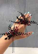 Load image into Gallery viewer, Kercisbeauty Red and Black Hair Pins for Women Wedding Bridal Hair Piece Gothic Hair Accessories
