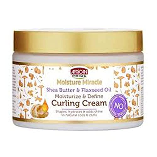 African Pride Moisture Miracle Shea Butter & Flaxseed Oil Moisturize & Define Curling Cream 12 oz