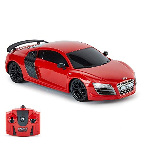 CMJ RC Cars AUDI R8 GT, Officially Licensed Remote Control Car with Working Lights, Radio Controlled RC Car Boys Girls Toys 1:24 scale, 2.4Ghz Race 10+ Cars Together (Red)