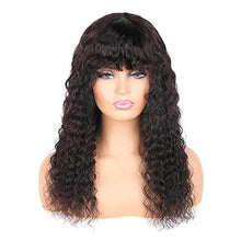 Load image into Gallery viewer, Human Hair Wigs with Bangs Deep Wave None Lace Front Wigs Brazilian Human Hair Deep Curly Full Machine Made Wig with Bangs for Black Women(20&quot;, Natural Color)
