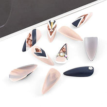Load image into Gallery viewer, Sethexy Long Matte Stiletto False Nail Nude Pink Fake Nails Crystal Black 24Pcs Press on Acrylic Art Nail Tips for Women and Girls
