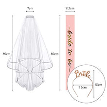 Load image into Gallery viewer, Bride to Be Sash and Veil, Hen Party Accessories with Tiara Bride to Be Sash Bride Headband for Bridal Shower, Rose Gold Wedding Hen Do Decorations for Bride Bachelorette Hen Night Party Games
