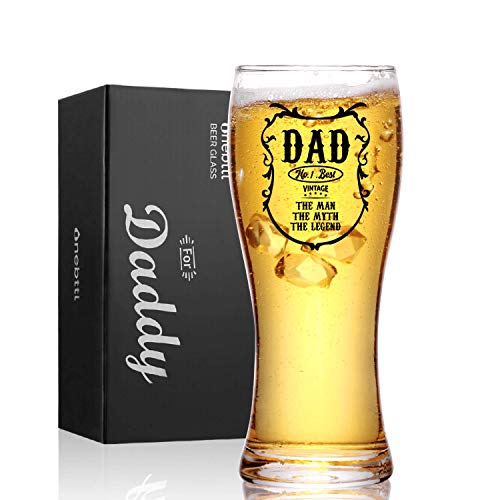Onebttl Beer Glass for Dad, Dad Gifts for Father's Day/Birthday from Daughter/Son, 450 ml Pint Glass/Beer Mug