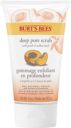 Burt's Bees 99.9% Natural Peach and Willow Bark Deep Pore Exfoliating Facial Scrub, 113.3 grams
