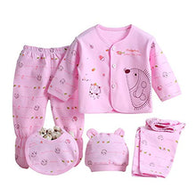 Load image into Gallery viewer, Infant Baby Boy Girl Clothes Outfits, 5Pcs Sleepwear Set Long Sleeve Tops+Hat+2Pcs Pants+Bib Clothes Set Gift for 0-3 Months Newborn (Pink)
