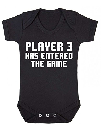 Reality Glitch Player 3 Has Entered The Game Short Sleeve Gaming Black Baby grow or Vest for Baby Boy or Girl (0-3 Months, Black)