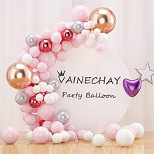 Load image into Gallery viewer, Pink Balloon Garland Arch Kit, 109Pcs Pink White Rose Gold Balloons, Rose Gold 4D Balloons, Metallic Silver Red Balloons Arch for Girl Baby Shower, Wedding, Birthday Decorations
