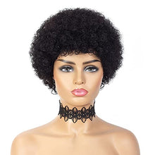Load image into Gallery viewer, iShine 6&quot; Afro Short Curly Wigs Human Hair Wigs for Black Women 100% Brazilian Hair Fluffy Tight Curls Black Wigs- Natural Black (1B)
