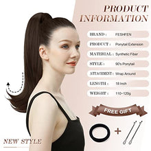 Load image into Gallery viewer, FESHFEN Ponytail Extension 18&quot; Wrap Around Hair Ponytails Long Straight Ponytail Hair Extensions Synthetic Clip in Pony Tail Extensions Medium Brown Hairpiece for Women Girl
