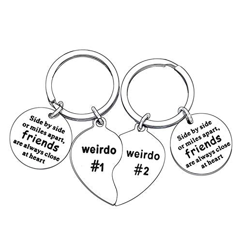 2PCs Weirdo 1 and Weirdo 2 Keyring Friendship Gifts Best Friends Gifts for 2 Keychain Set Gifts for Friends Long Distance Gifts BFF Jewellery (2PCs Weirdo #1#2 Style1)