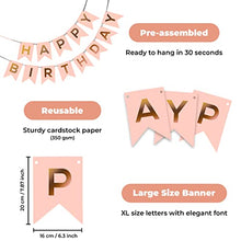 Load image into Gallery viewer, Rose Gold Birthday Decorations | Happy Birthday Banners With Heart Star Foil Confetti Balloons| Giant Champagne Foil Balloons | Birthday Decoration For Girls With Tissue Paper Pompoms
