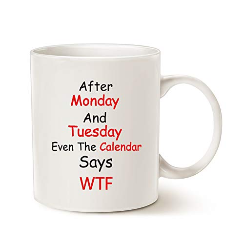 This Might be Wine Monday Tuesday Funny Quote Coffee Mugs, Porcelain Cup, White 11 Oz