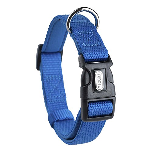 YUDOTE Adjustable Nylon Dog Collar with Soft Neoprene Padding for Medium Sized Dogs Neck 30-47cm Blue