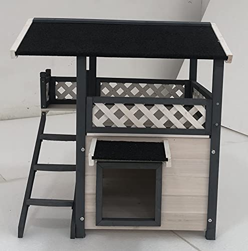 Luxurious Portable Wooden Outdoor/Indoor Pet Dog Puppy Cat Play House Kennel Shelter Den Floors Stairs