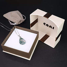 Load image into Gallery viewer, COAI 925 Sterling Silver Chain Teardrop Moss Agate Stone Pendant Necklace for Women
