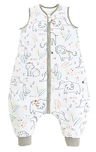 Chilsuessy Toddler Sleeping Bag with Feet 2.5 Tog Baby Sleeping Sack with Legs Pyjamas Infant Walking Cotton Wearable Blankets, Happy Zoo, 80cm/2-3 Years