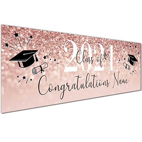6ft x 1 | Personalised Graduation Banners | Graduation Decorations Banner | Graduation Party Decorations Banner | Graduation Backdrop | Happy Graduation | Rose Gold