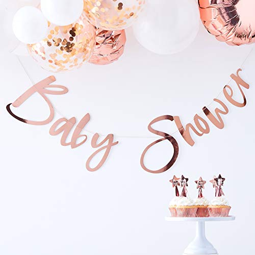 Ginger Ray Rose Gold Baby Shower Bunting Party Decoration Banner Twinkle