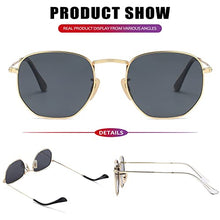 Load image into Gallery viewer, Polarized Sunglasses for Women Men Vintage Trendy Metal Frame Square Sunglasses UV400 Protection Gold Frame/Black Lens
