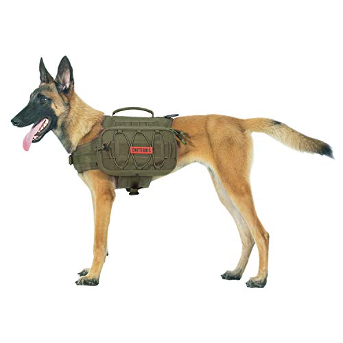 OneTigris Dog Pack Hound Travel Camping Hiking Backpack Saddle Bag Rucksack for Medium & Large Dog (Ranger Green)