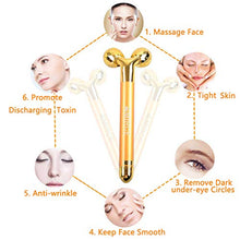 Load image into Gallery viewer, 2 IN 1 Face Massager Roller Gold Facial Massager, Electric 3D Face Roller and T Shape Arm Eye Nose Head Massager Instant Face Lift Anti Wrinkles
