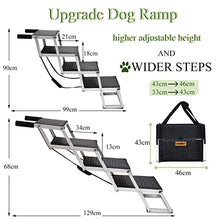 Load image into Gallery viewer, COLORFEY Widened Dog Car Ramp, Folding Dog Steps for Large Dogs, Portable Dog Steps with Sturdy Aluminum Telescoping Non-Slip 4-Steps Load-Bearing 80kg, Adjusted Height for Cars 68-90cm
