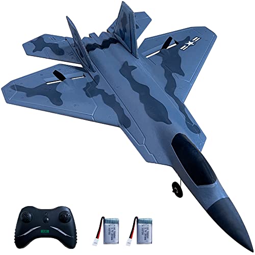 HAWK'S WORK 2 Channel RC Airplanes, F-22 RC Plane Ready to Fly, 2.4 GHz Remote Control Airplane, Easy to Fly RC Glider for Kids & Beginners